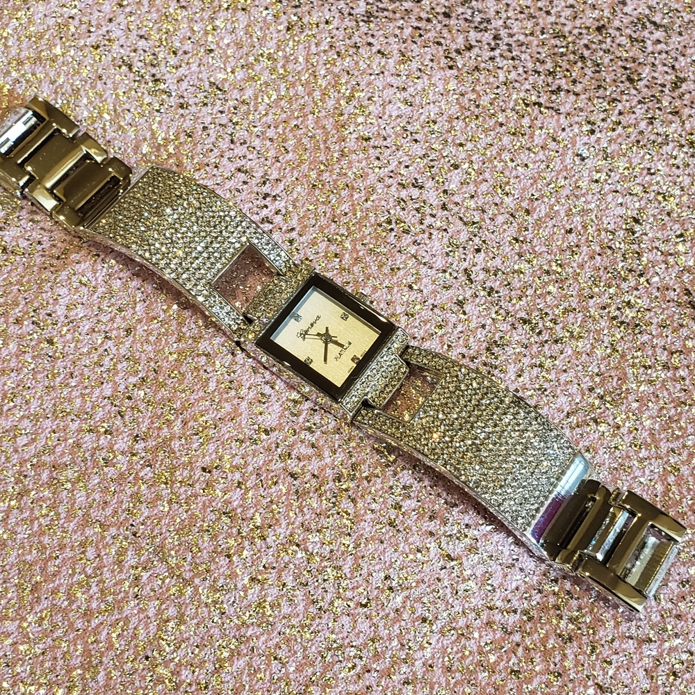 Geneva platinum bangle watch. New! No box.